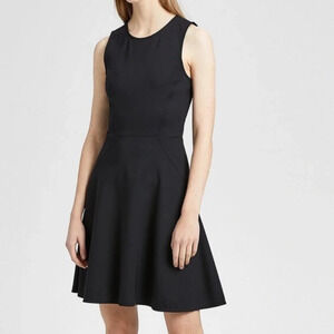Theory Stretch Nylon Black Mod Panel Dress